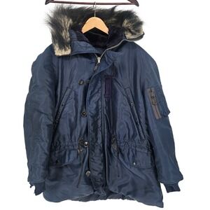 1950s Vintage USAF N-3A Blue Snorkel Parka L Fur Trim Hood Air Crew MIL-J-6279